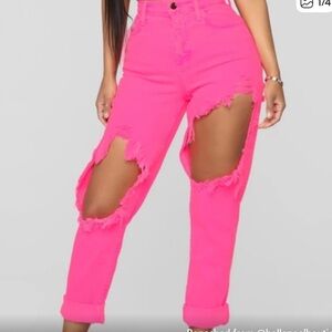 Fashion Nova time to burn Pink Distressed Boyfriend Jeans size 30